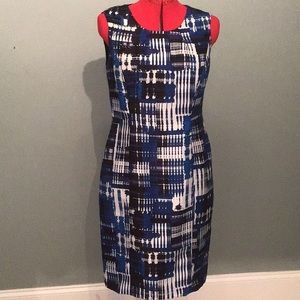 Dress, blue white black fun print